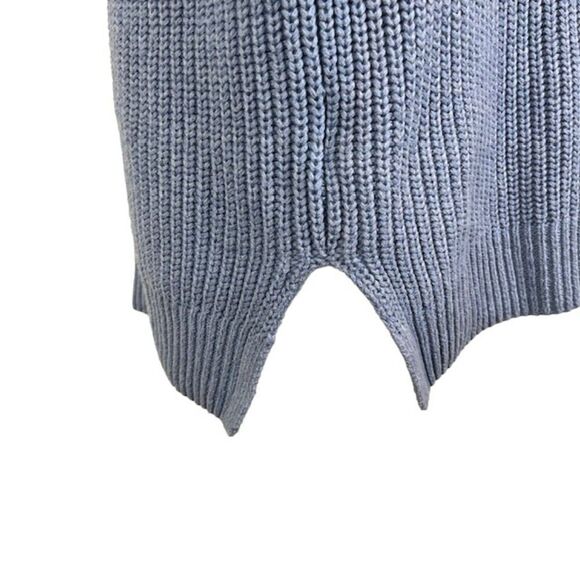 Cupcakes & Cashmere Ribbed Knit Sweater Tunic Periwinkle Blue Wide Mock Medium - Picture 4 of 8